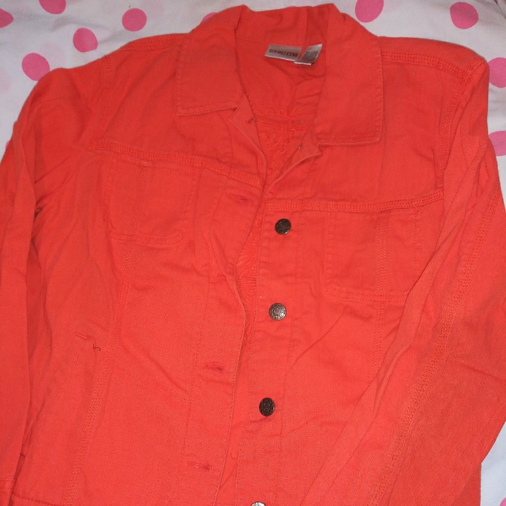 Chico's orange jacket size 2 (L)